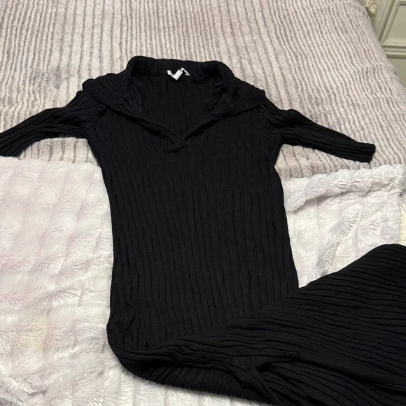 Stateside Charcoal Ribbed Knit Dress - Picture 3 of 5